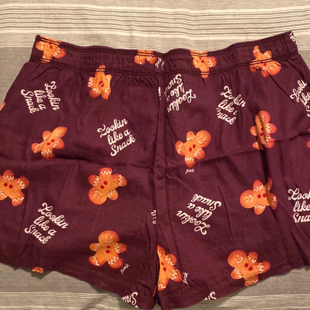Brand new XMAS Gingerbread man PINK pajama shorts